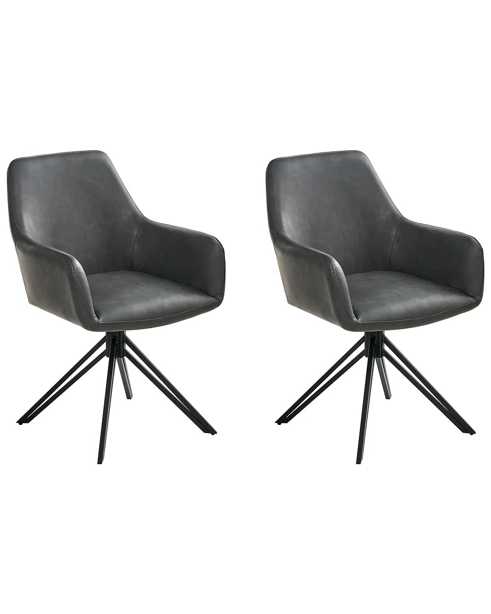 Set of 2 black faux leather dining chairs
