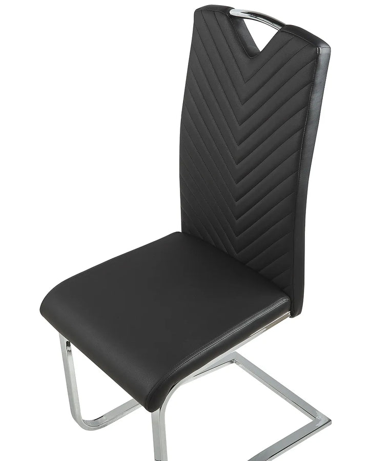 Set of 2 Dining Chairs Faux Leather Black Henry