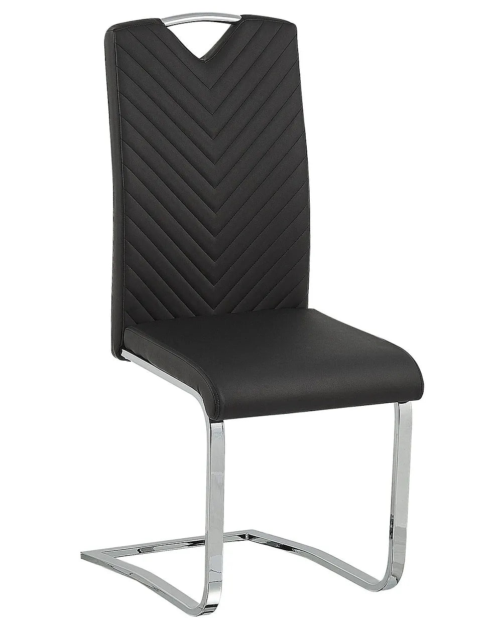 Pair of black leather-look dining chairs with backrests