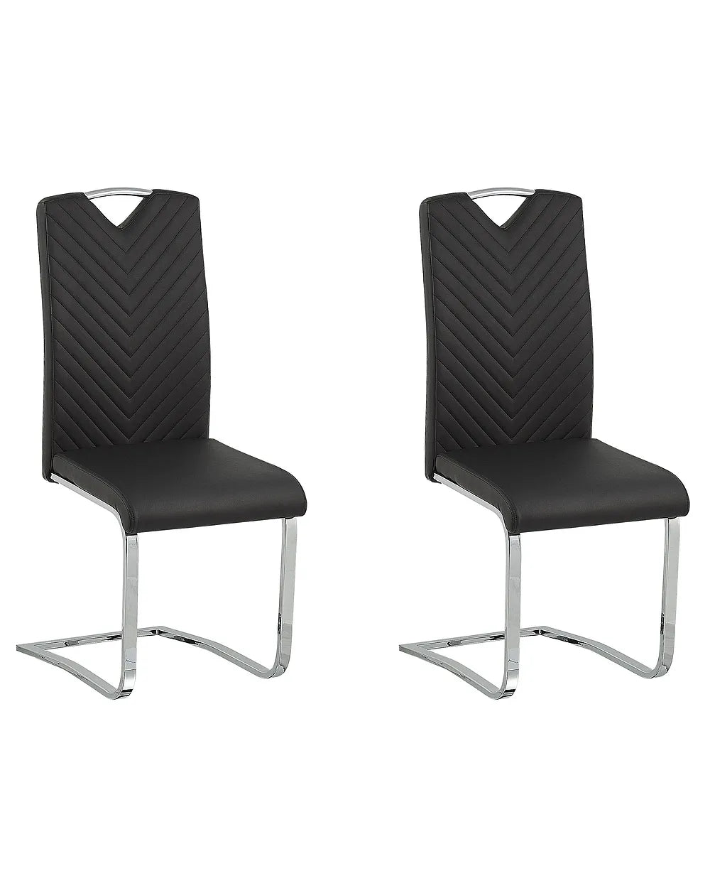 Set of 2 black faux leather dining chairs