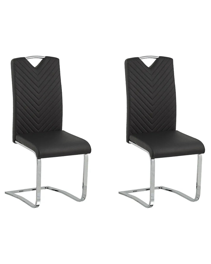 Set of 2 black faux leather dining chairs