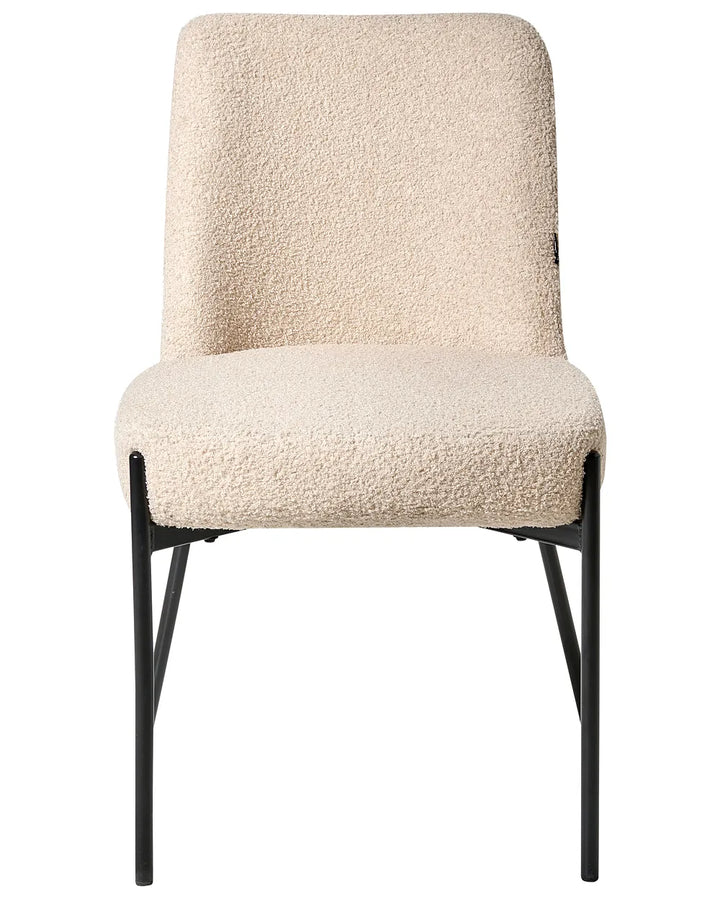 Set of 2 Chairs Boucle Light Beige Laziza