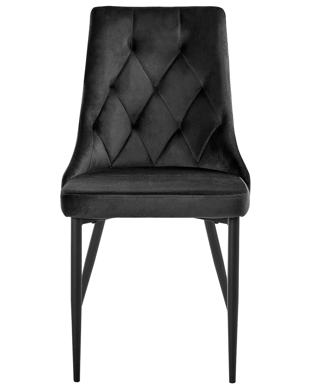 Black velvet dining chairs with elegant curved backs