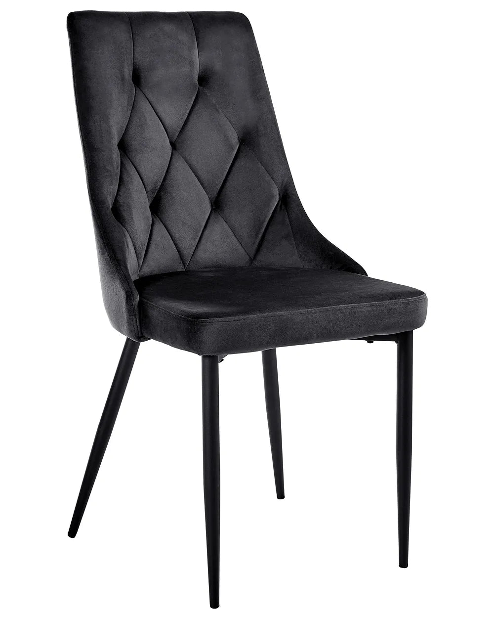Pair of modern black velvet dining chairs