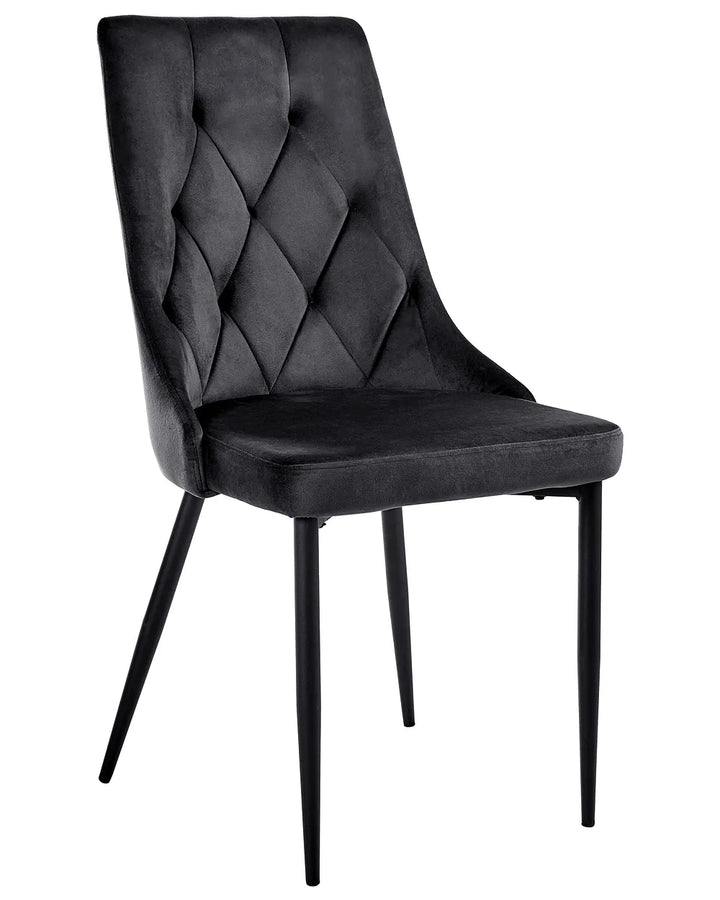 Pair of modern black velvet dining chairs