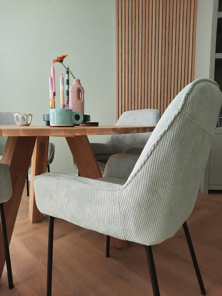 Pair of modern mint green dining chairs