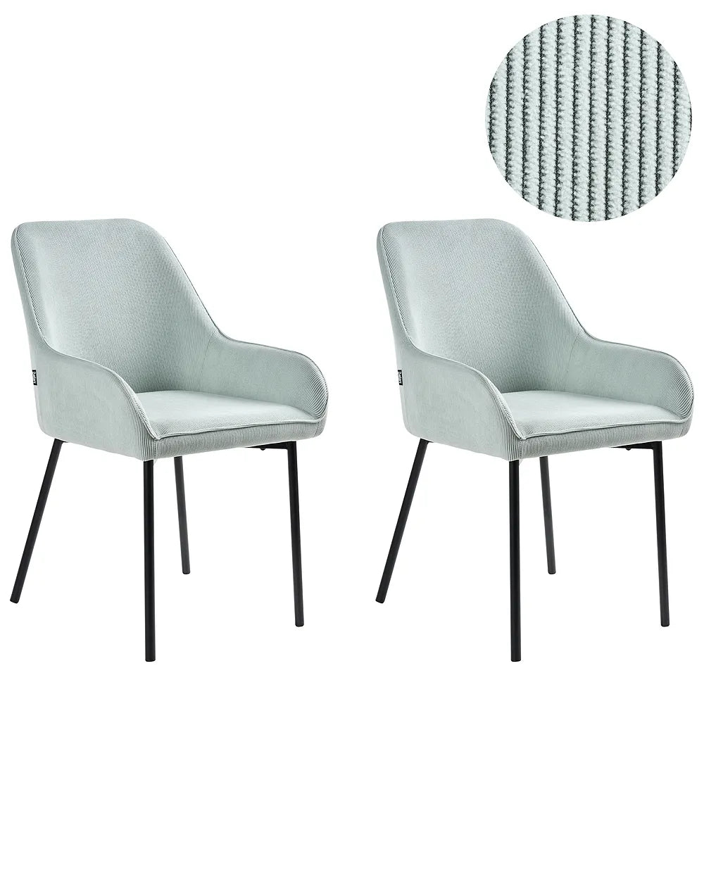 Set of 2 Dining Chairs Corduroy Mint Green Ophelia