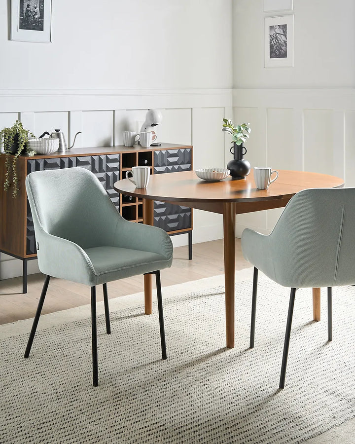 Set of 2 Dining Chairs Corduroy Mint Green Ophelia
