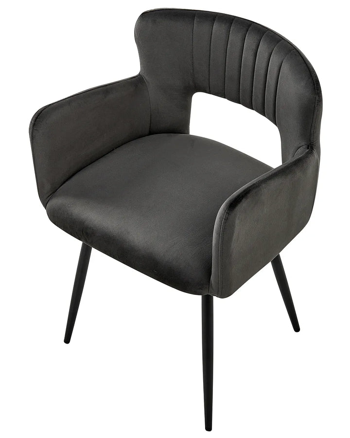 Set of 2 Dining Chairs Velvet Dark Grey York