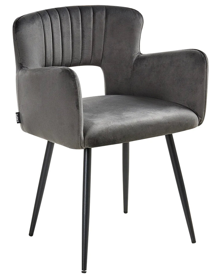 Set of 2 Dining Chairs Velvet Dark Grey York