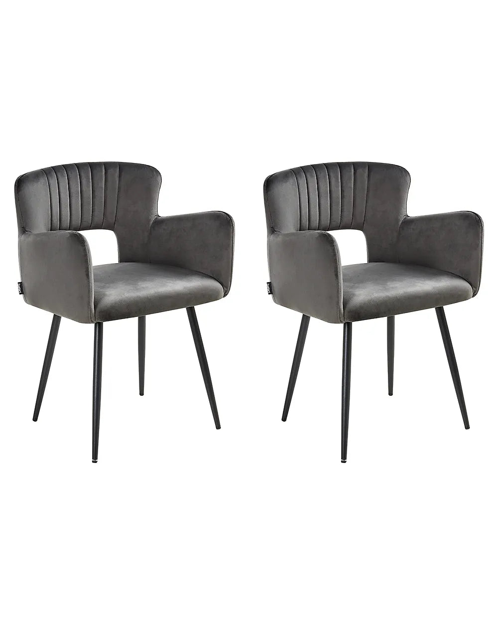 Set of 2 dark grey velvet dining chairs