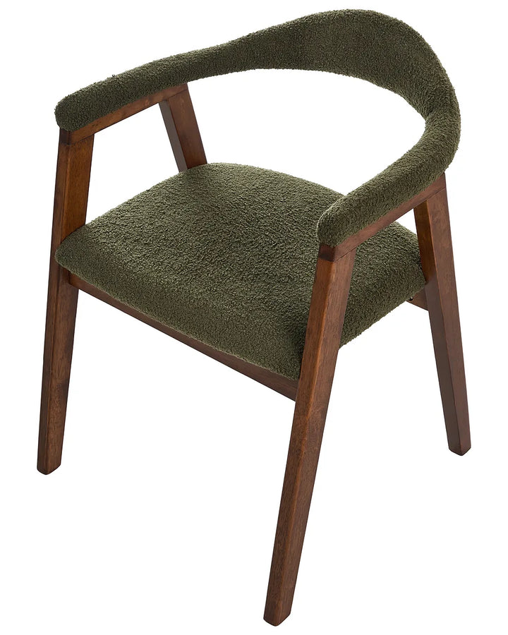 Set of 2 Dining Chairs Wood Brown/ Green Tippy