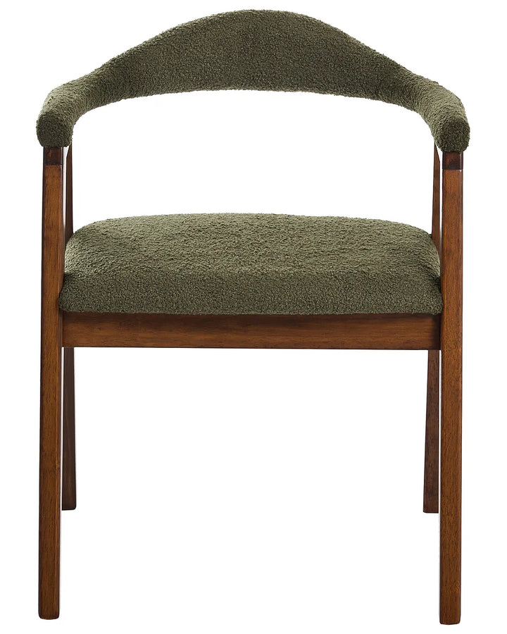 Set of 2 Dining Chairs Wood Brown/ Green Tippy