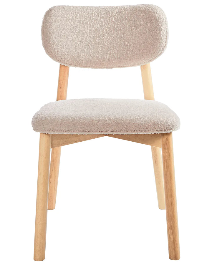 Set of 2 Dining Chairs Boucle Light Brown/ Light Beige Vea