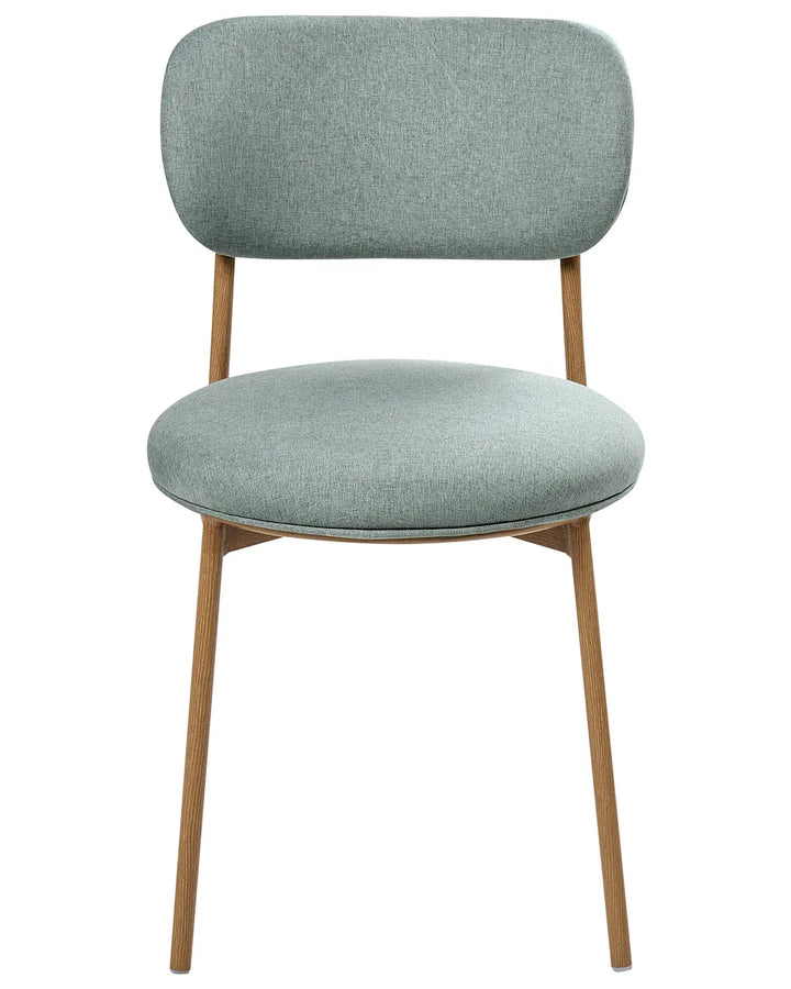 Pair of upholstered mint green dining chairs