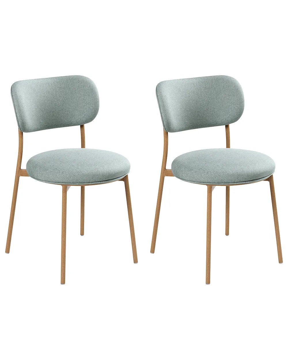 Set of 2 mint green fabric dining chairs