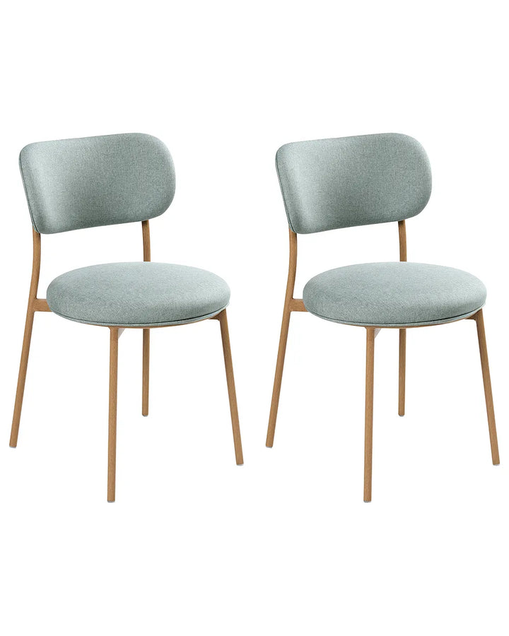 Set of 2 mint green fabric dining chairs
