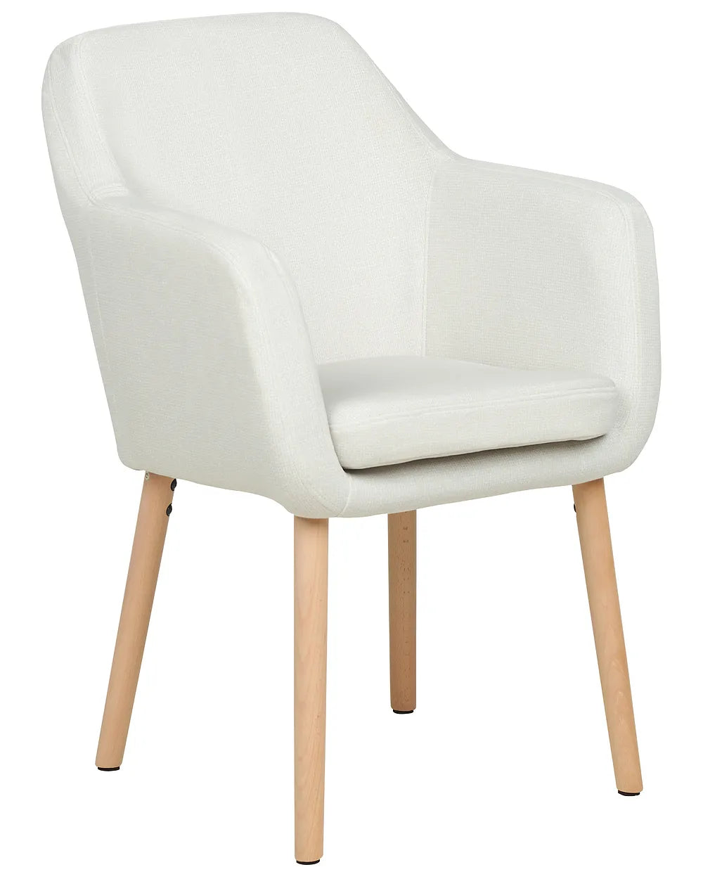 White chair with wooden legs on a white background