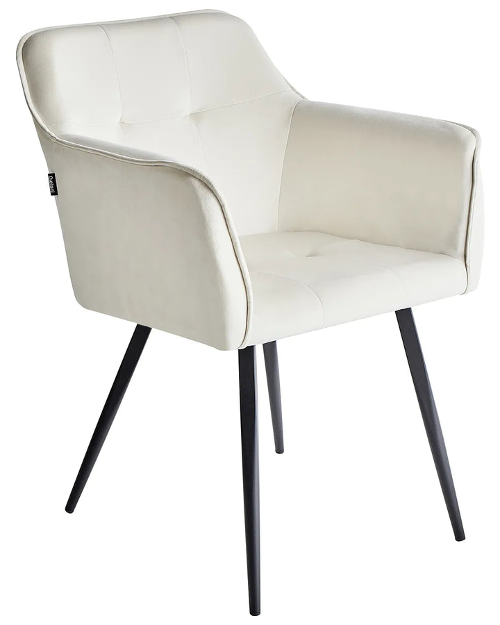 White chair with black legs on a white background