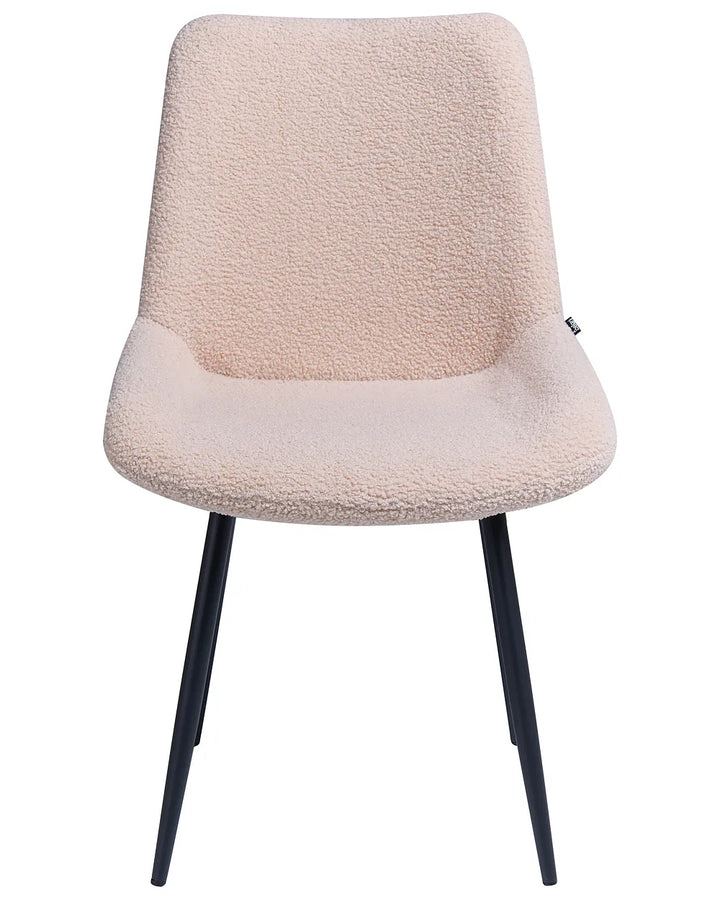 Set of 2 Dining Chairs Boucle Beige Loxe