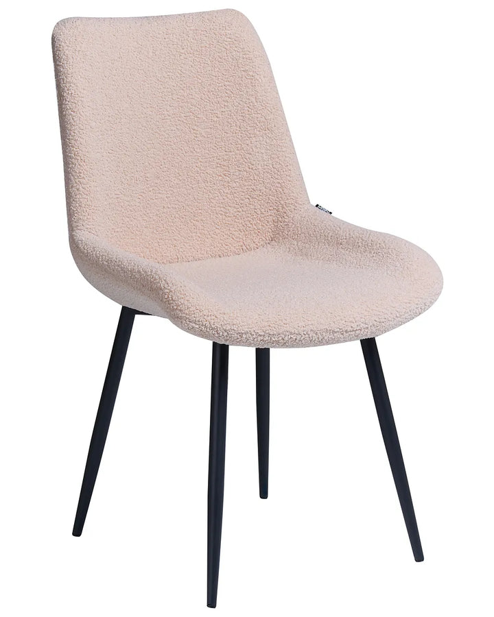 Set of 2 Dining Chairs Boucle Beige Loxe
