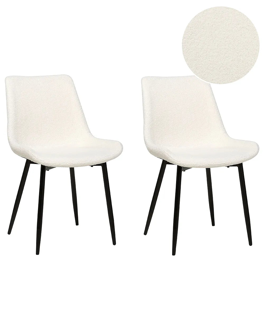 Set of 2 Dining Chairs Boucle White Loxe