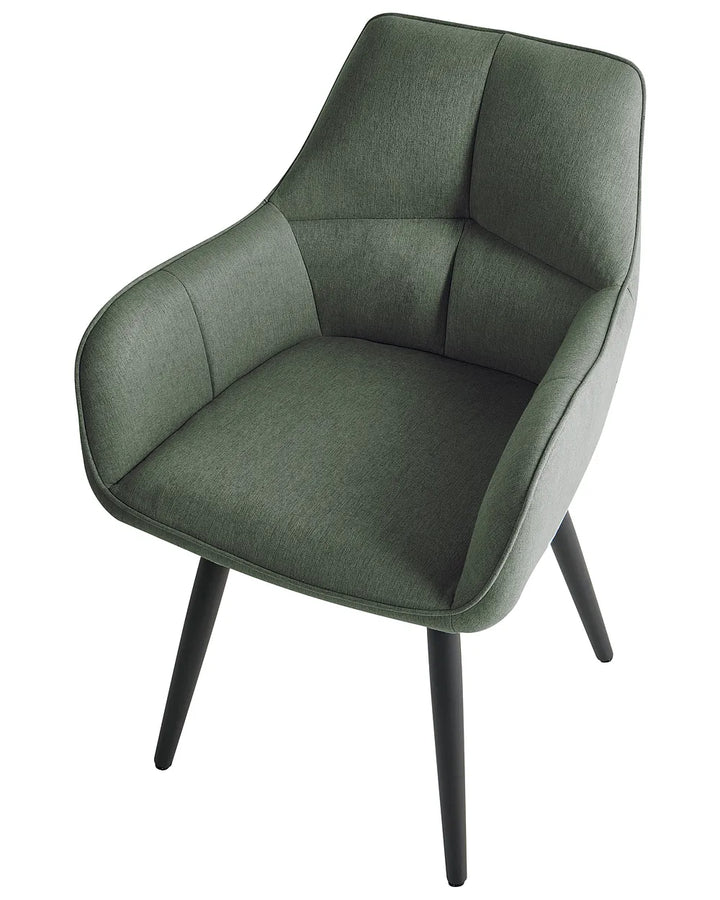 Set of 2 Dining Chairs Faux Linen Green Brea