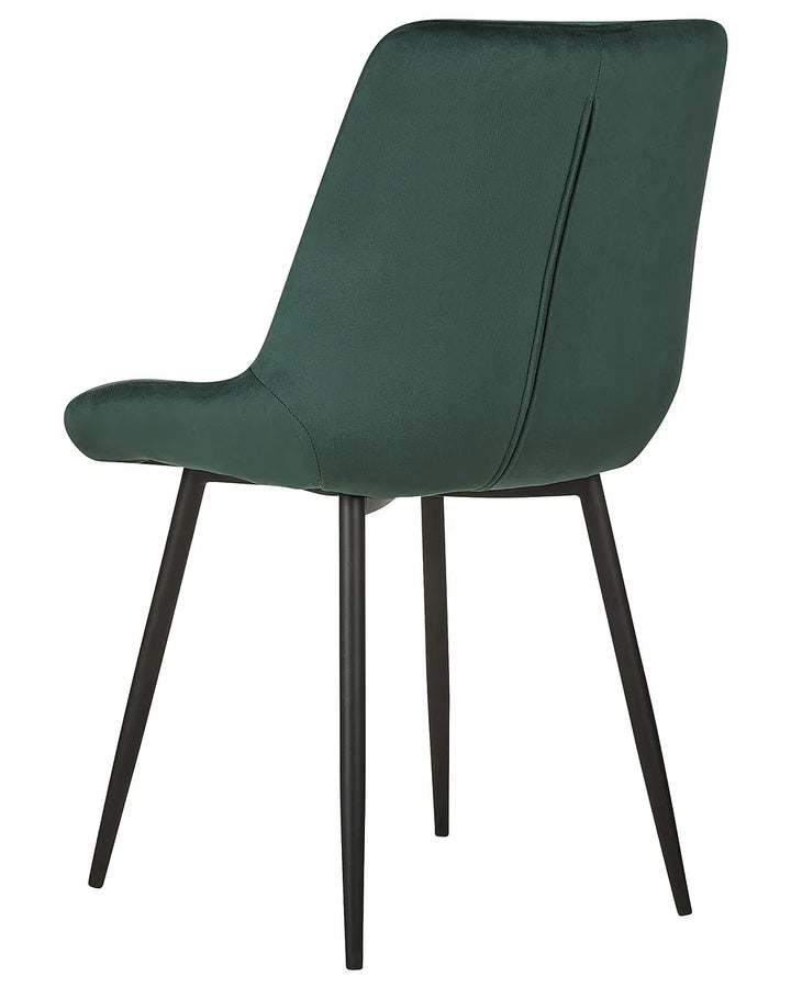 Set of 2 Dining Chairs  Velvet Dark Green Flora