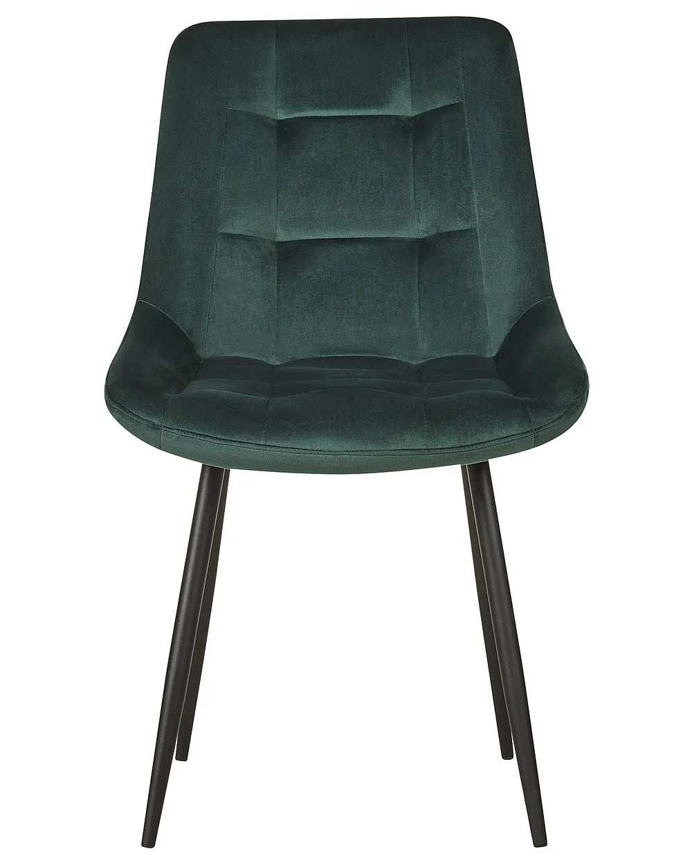 Dark green velvet dining chairs with upholstered seats