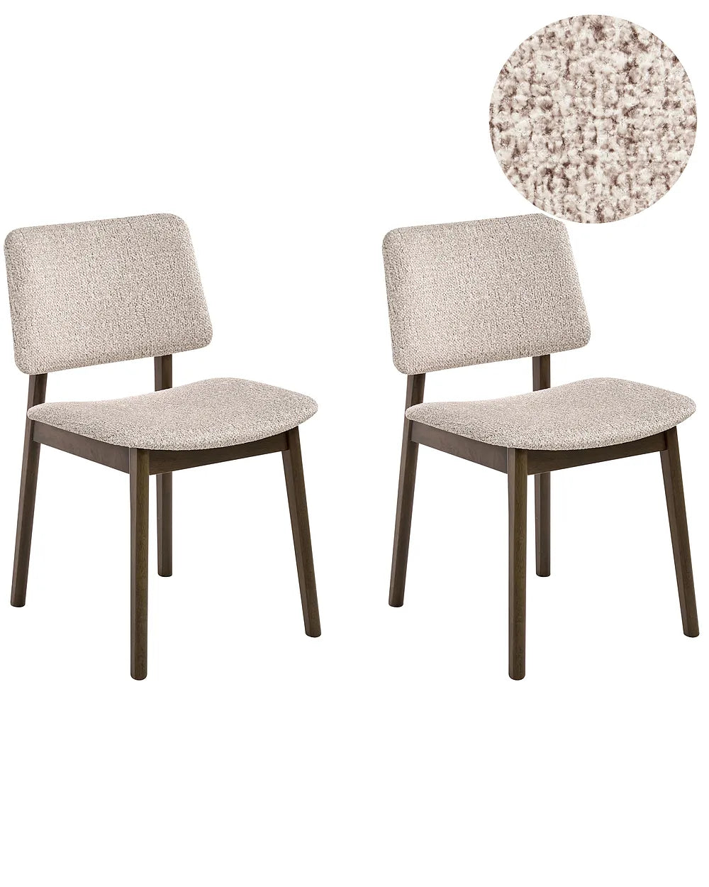 Set of 2 Dining Chairs Boucle Dark Brown/Taupe Arlina