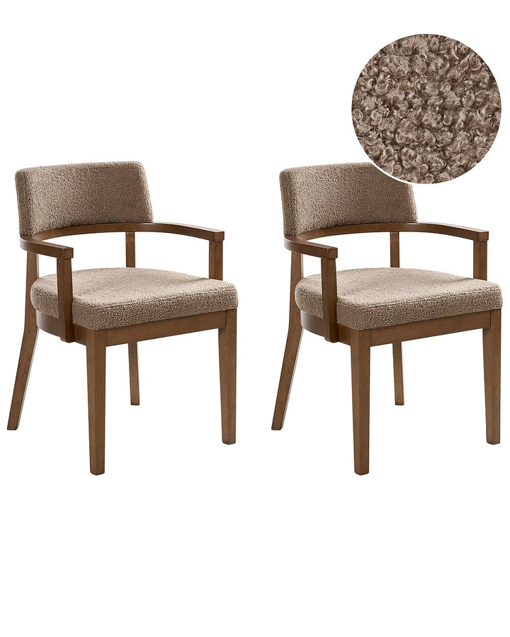 Two wooden chairs with green fabric seats on a white background, featuring a close-up of the fabric texture.