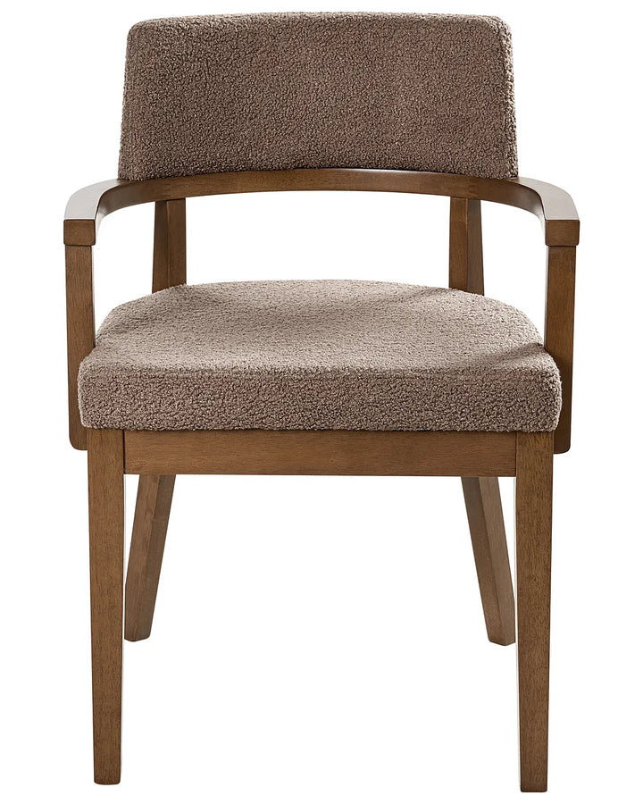 Set of 2 Dining Chairs Boucle Brown/Taupe Katy