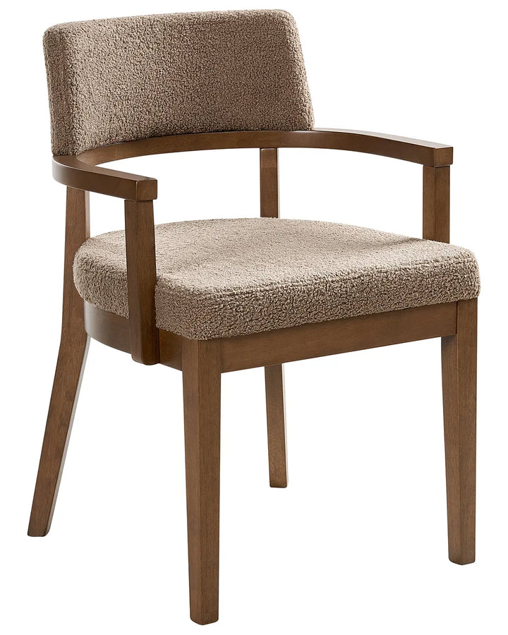Set of 2 Dining Chairs Boucle Brown/Taupe Katy