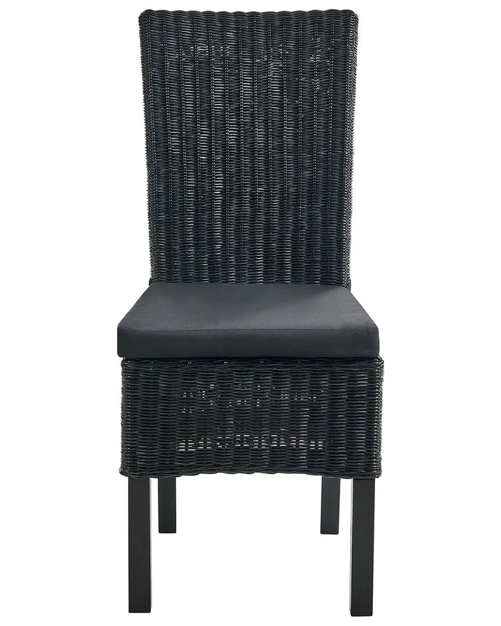 Set of 2 Dining Chairs Rattan Black Olivas