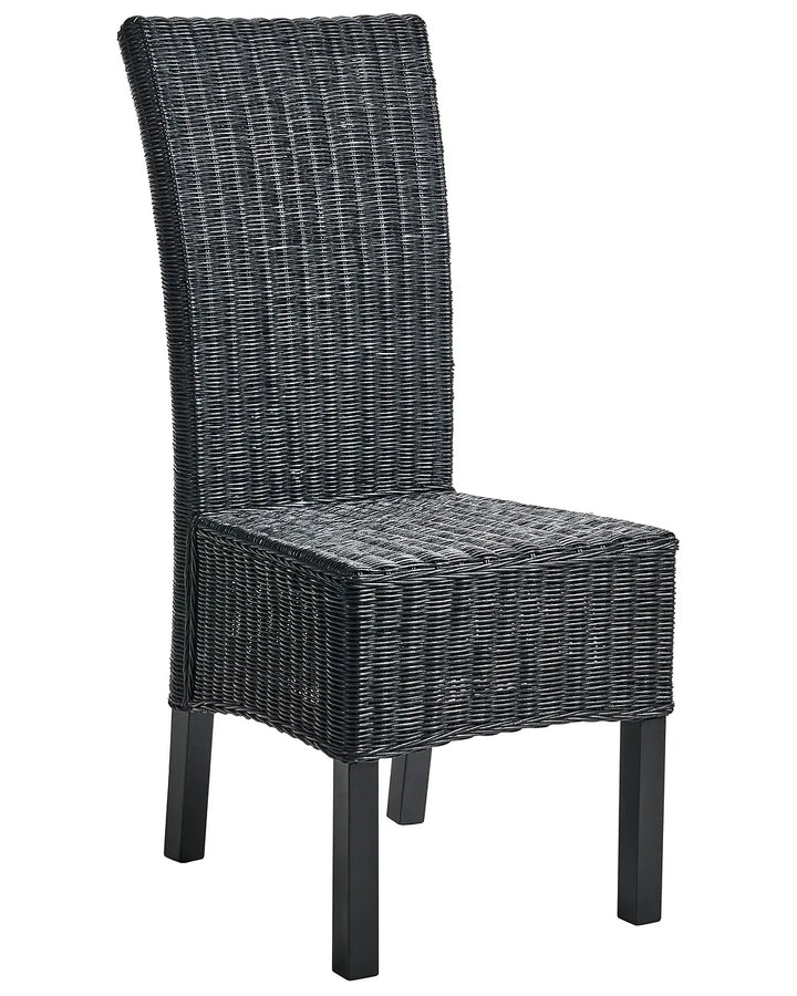 Black wicker chair on a white background