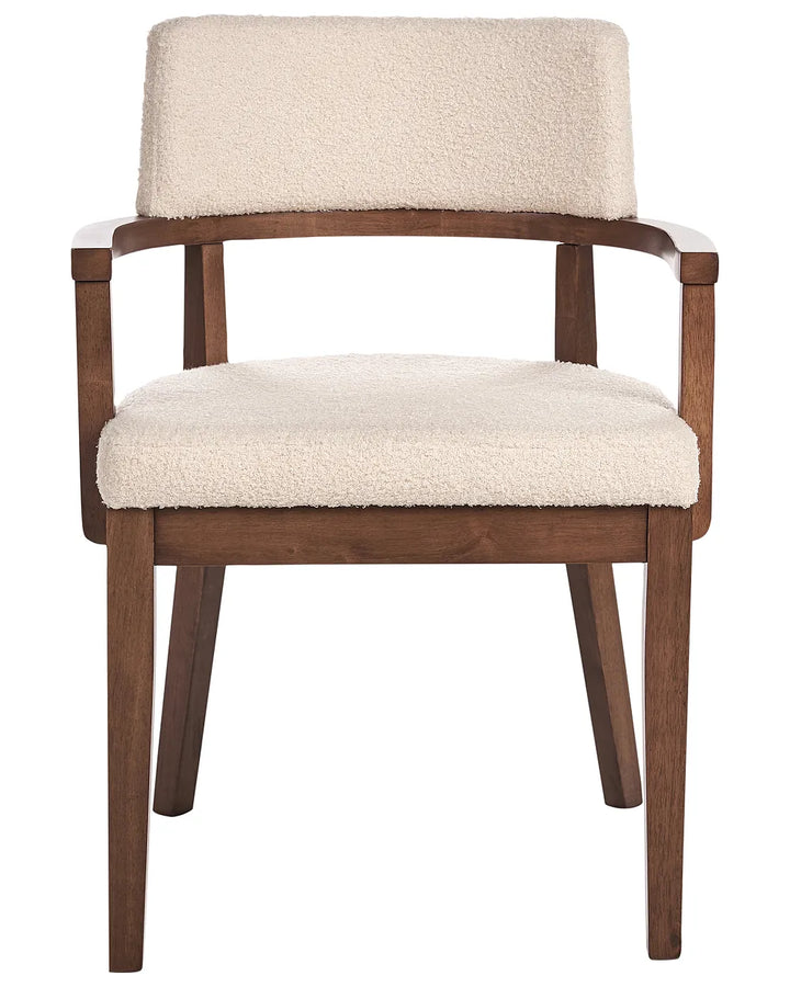 Set of 2 Dining Chairs Boucle Brown/Light Beige Katy