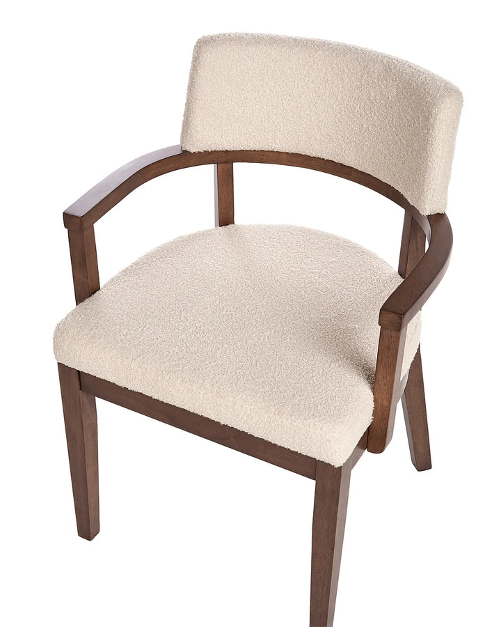 Set of 2 Dining Chairs Boucle Brown/Light Beige Katy