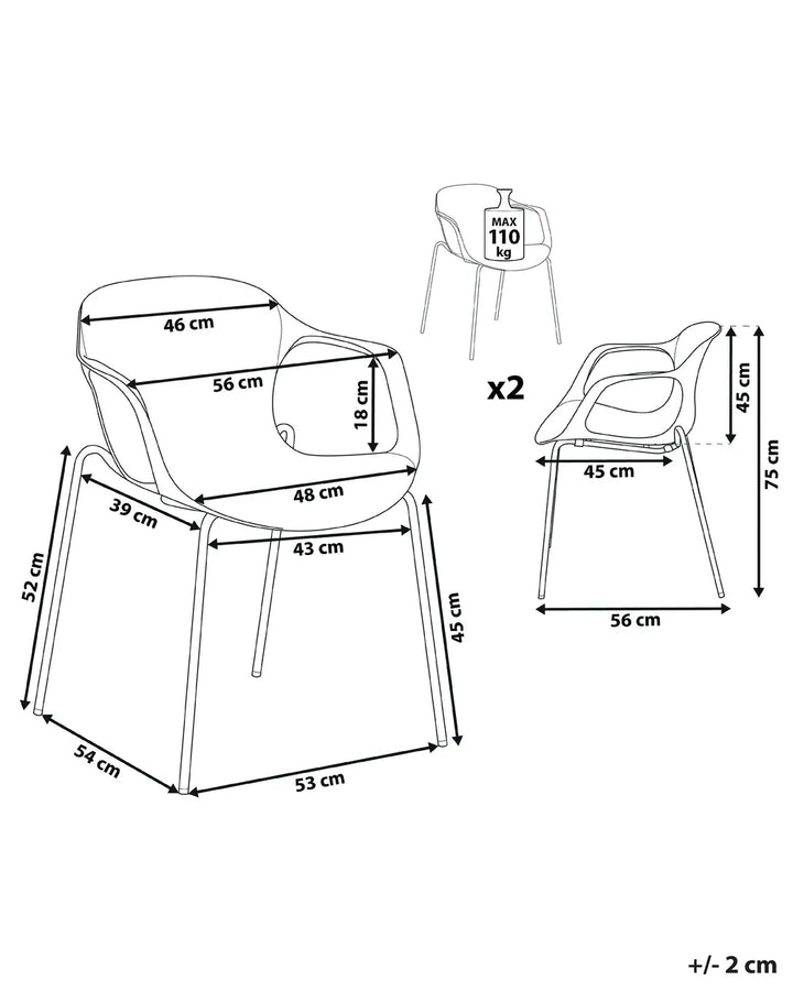 Set of 2 Dining Chairs Light Grey Everlynn