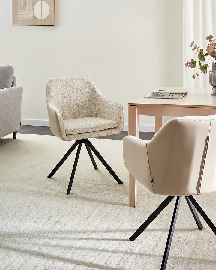 Set of 2 Dining Chairs Boucle Light Beige Roan