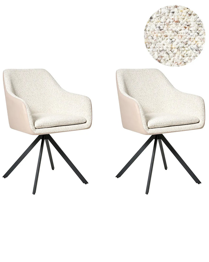 Set of 2 Dining Chairs Boucle Light Beige Roan