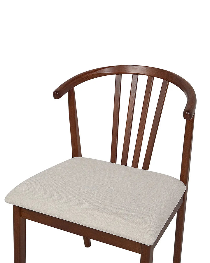 Set of 2 Dining Chairs Wood Dark Brown/Beige Denise