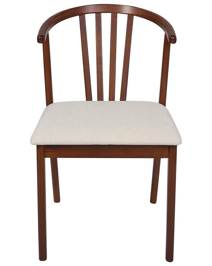 Set of 2 Dining Chairs Wood Dark Brown/Beige Denise
