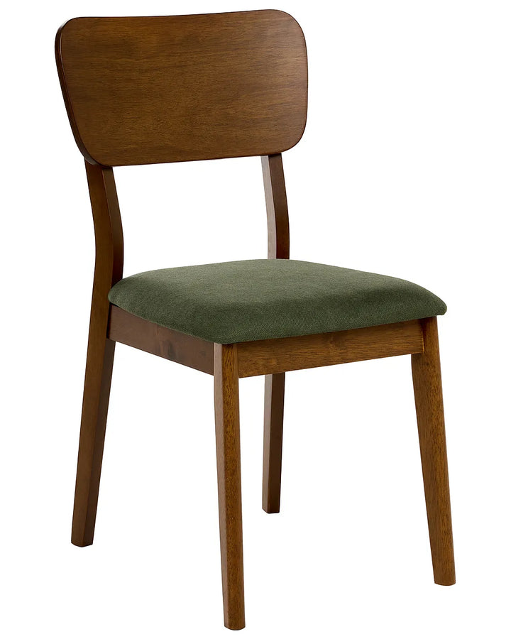 Wooden chair with a green cushion on a white background