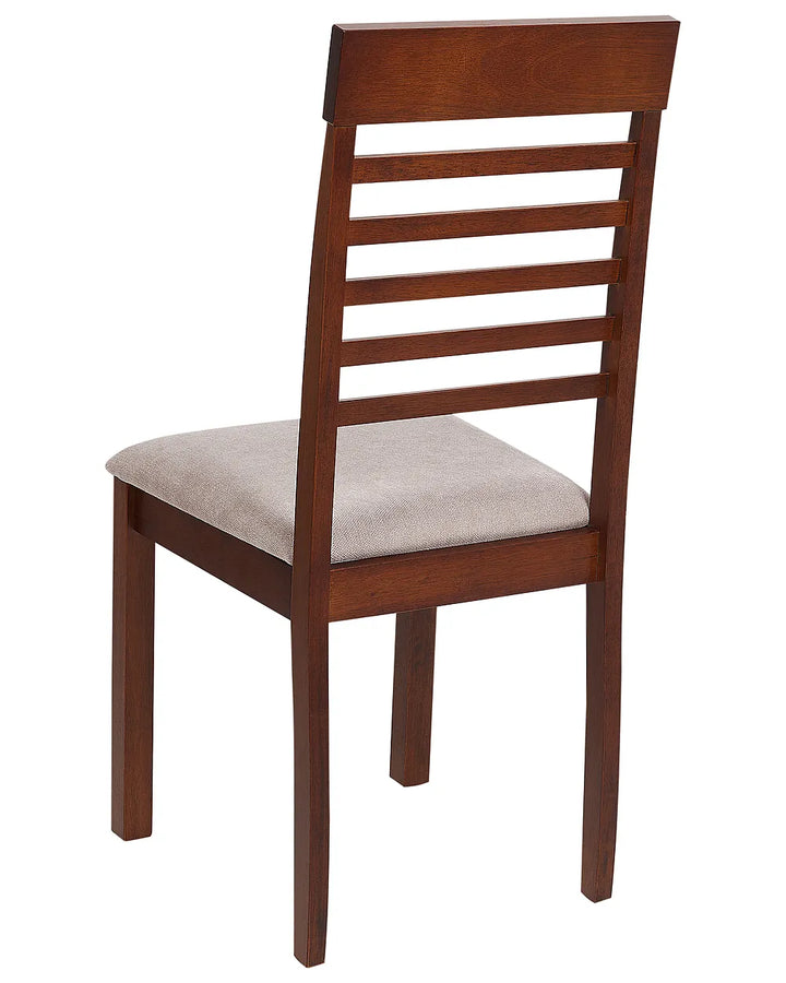 Set of 2 Dining Chairs Wood Dark Brown/Taupe Rose