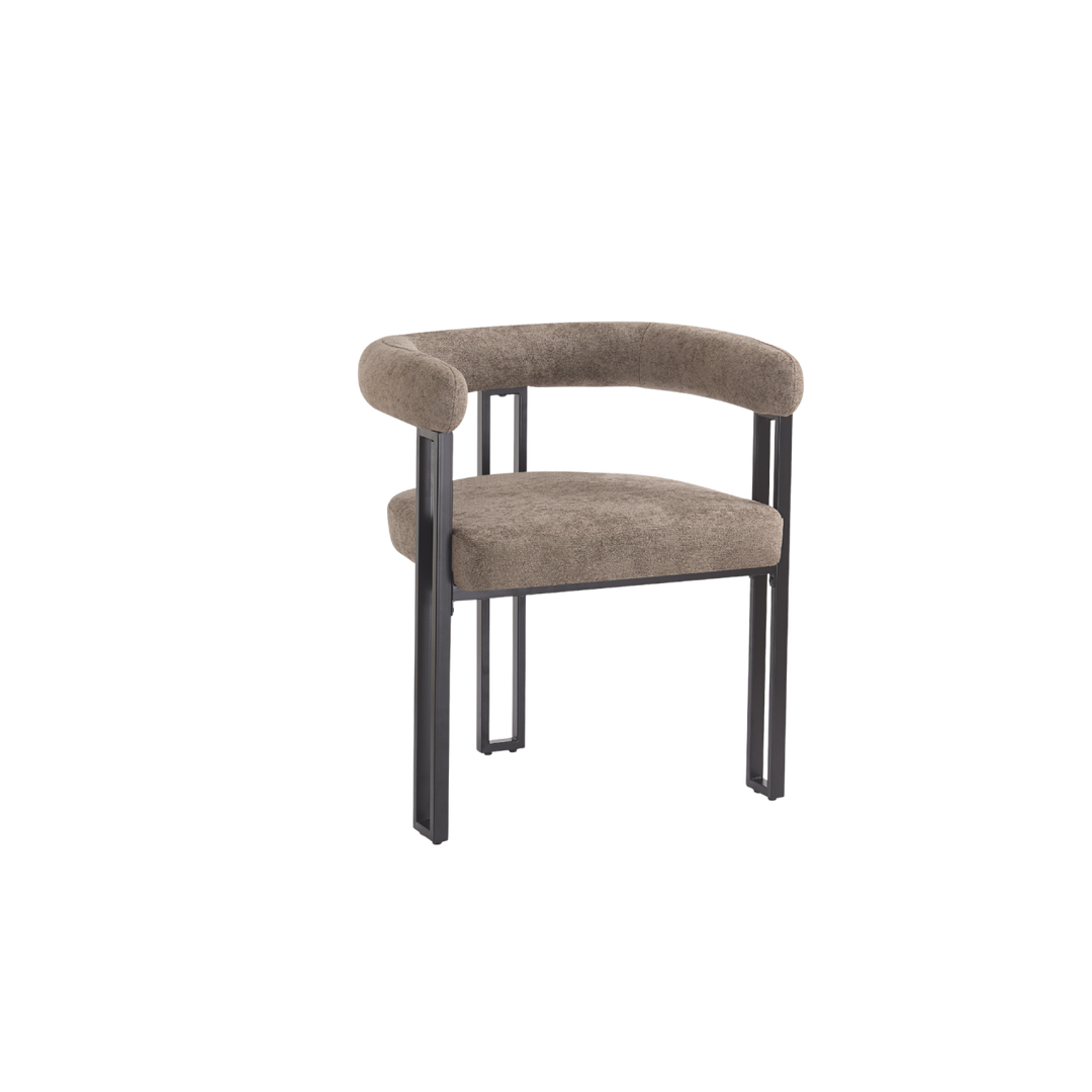 Chair with brown cushioned seat and backrest on a white background