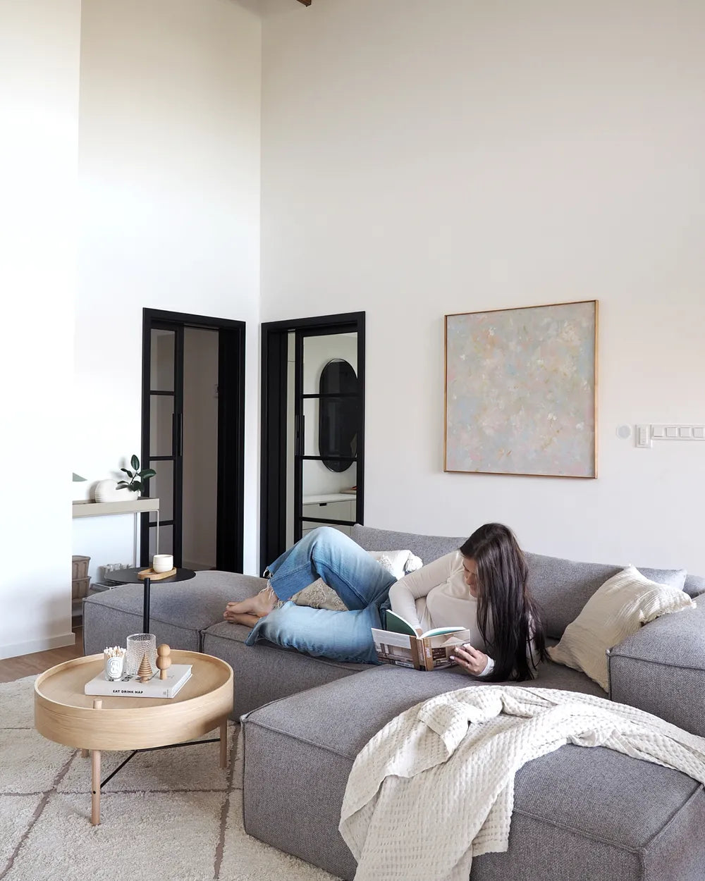 Modular Corner Sofa 3 Seater Grey with Ottoman Left Hand Nova