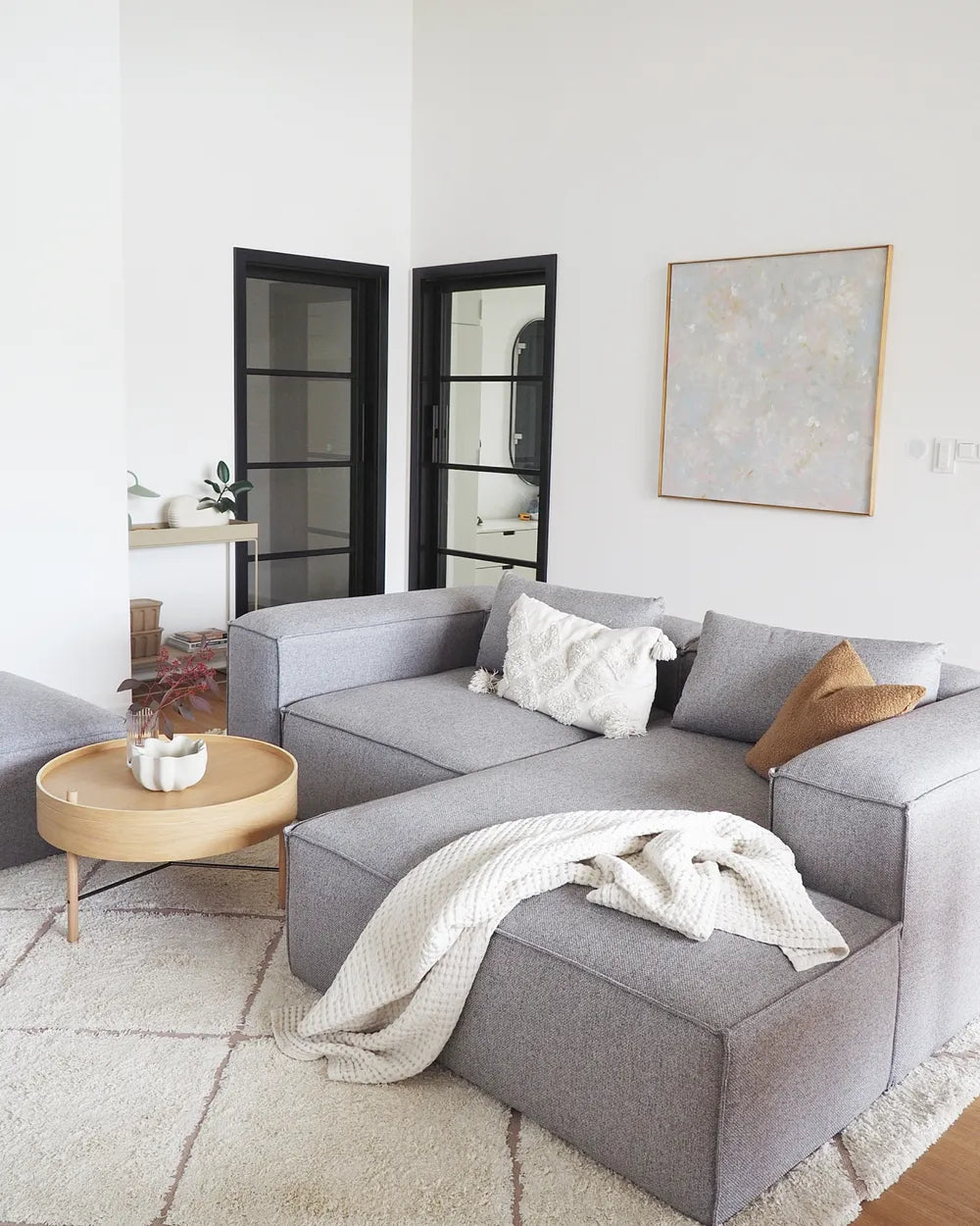 Modular Corner Sofa 3 Seater Grey with Ottoman Left Hand Nova