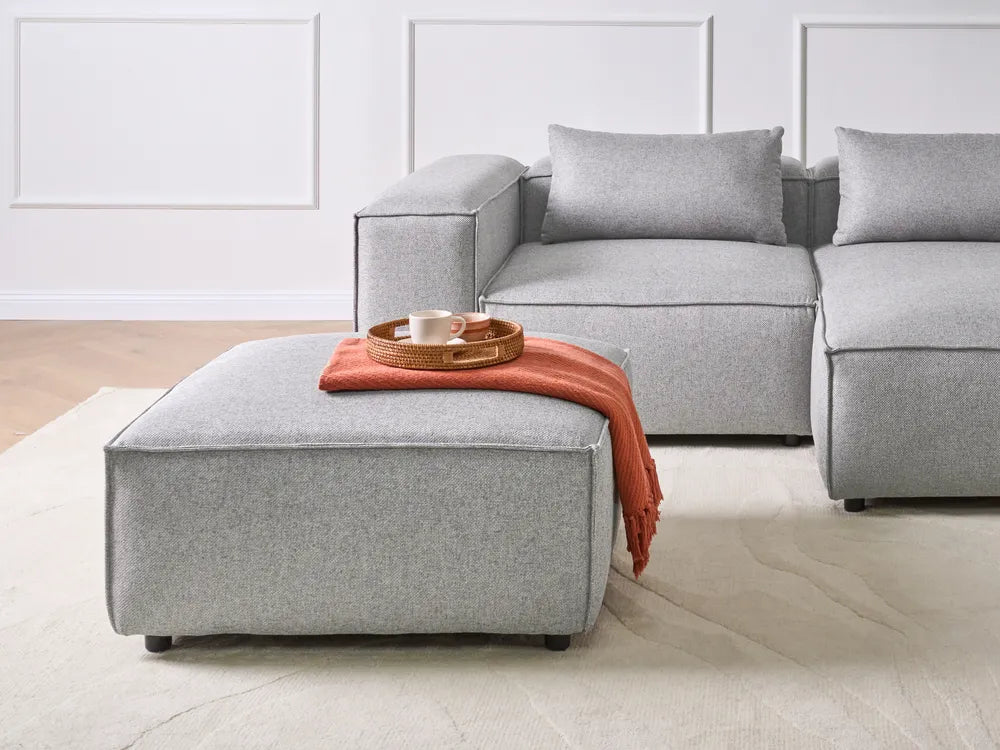 Modular Corner Sofa 3 Seater Grey with Ottoman Left Hand Nova