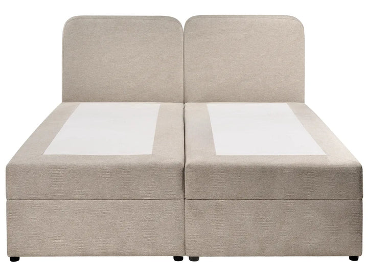 Divan Bed with Storage Fabric 160 x 200 cm (EU King Size) Taupe Gurtha