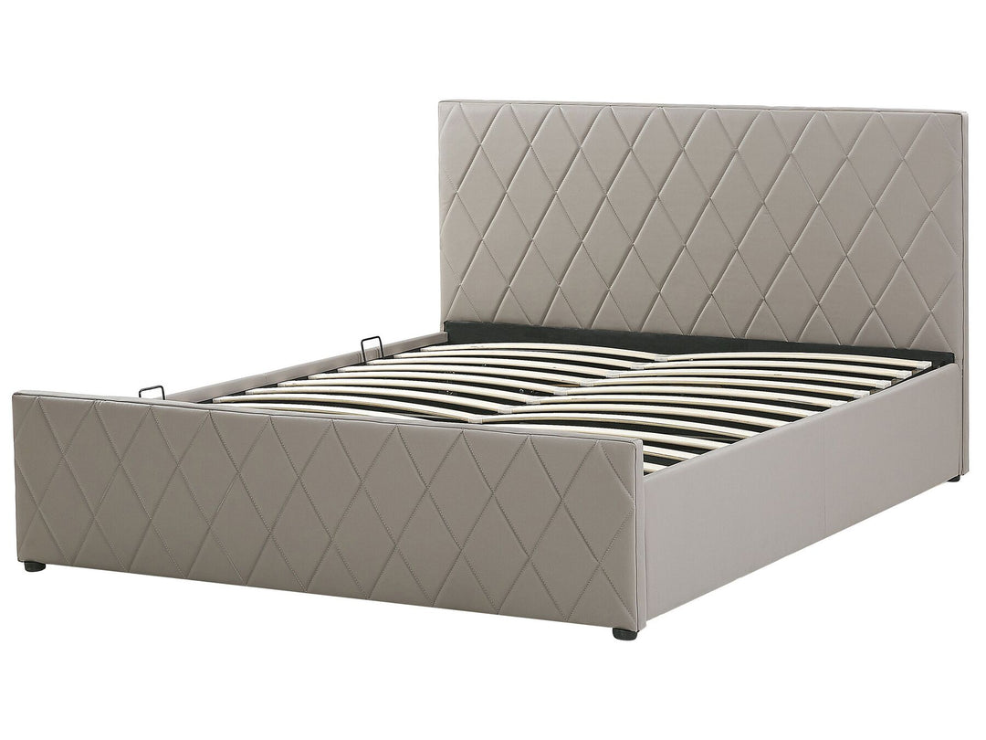 Rochefort Faux Leather EU Super King Size Ottoman Bed Taupe